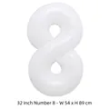 Grand ballon en aluminium blanc de 32 pouces chiffre 8 pour décoration de fête - Chiffre 8 / 32 Pouces (50 Pièces/Paquet) / Blanc