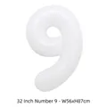 Ballon en aluminium blanc de 32 pouces numéro 9 pour décorations d'anniversaire chic - Chiffre 9 / 32 Pouces (50 Pièces/Paquet) / Blanc