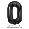 Ballon en aluminium noir de 32 pouces en forme de chiffre 0 pour décoration de fête - Chiffre 0 / 32 Pouces (50 Pièces/Paquet) / Noir