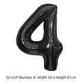 Ballon chiffre 4 en aluminium noir de 32 pouces pour anniversaire - 32 pouces / Chiffre 4 / 50 Pièces / Noir