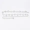 Elegant silver metal waist chain belt featuring hollow heart and flower links for dresses - Hollow Heart & Flower Patchwork Waist Chain (Silver)