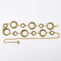 Vintage gold metal waist chain with sunburst circular links for women's dresses - Vintage Hollow Ring Waist Chain (Antique Gold)