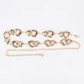 Vintage gold metal waist chain belt with interlinked oval rings for women's dresses - Double Ring Metal Waist Chain (Gold)