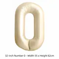 Grand ballon en aluminium numéro 0 blanc crème de 32 pouces pour décor de fête d'anniversaire - 32 pouces / Chiffre 0 / 50 Pièces / Crème
