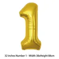 Ballon en aluminium doré chiffre 1 de 32 pouces pour décoration de fête - 32 pouces / Chiffre 1 / 50 Pièces / Or