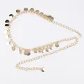 Elegant women's gold metal waist chain belt with bohemian coin charms for dresses - Metal Disc Tassel Waist Chain (Gold)
