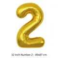 Ballon chiffre 2 en aluminium doré de 32 pouces pour décoration de fête anniversaire - 32 pouces / Chiffre 2 / 50 Pièces / Or