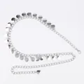 Elegant silver metal waist chain with disc pendants for bohemian dress style - Metal Disc Tassel Waist Chain (Silver)