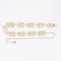 Elegant gold metal waist chain belt with textured round disks and adjustable link - Vintage Hammered Double Disc Waist Chain (Gold)