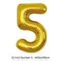 Ballon en aluminium doré chiffre 5 de 32 pouces pour anniversaires et décorations - 32 pouces / Chiffre 5 / 50 Pièces / Or