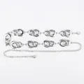 Elegant silver metal waist chain belt for women with interlocking ring design decor - Double Ring Metal Waist Chain (Silver)