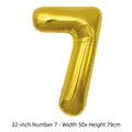 Ballon en aluminium doré de 32 pouces en forme de chiffre 7 pour fête d'anniversaire - 32 pouces / Chiffre 7 / 50 Pièces / Or