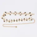 Elegant gold metal waist chain belt with vintage bohemian sunburst textured discs - Plissé Hollow Ring Waist Chain (Gold)