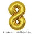 Ballon chiffre 8 doré de 32 pouces pour décoration de fête d'anniversaire - 32 pouces / Chiffre 8 / 50 Pièces / Or