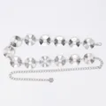 Elegant silver metal waist chain belt with textured sunburst circles for women's dresses - Plissé Hollow Ring Waist Chain (Silver)