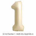 Ballon chiffre 1 en aluminium crème de 32 pouces pour décoration murale de fête - 32 pouces / Chiffre 1 / 50 Pièces / Crème