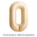 Ballon chiffre 0 en aluminium crème pour décoration d'anniversaire, taille 32 pouces - 32 pouces / Chiffre 0 / 50 Pièces / Couleur caramel