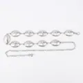 Vintage silver-tone Bohemian metal waist chain with textured oval decorative plates - Frosted 3D Oval Metal Waist Chain (Silver)