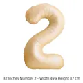Ballon élégant en aluminium crème de 32 pouces en forme de chiffre 2 pour anniversaires - 32 pouces / Chiffre 2 / 50 Pièces / Couleur caramel