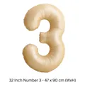 Ballon chiffre 3 en aluminium crème de 32 pouces, 47x90cm pour décoration de fête - 32 pouces / Chiffre 3 / 50 Pièces / Couleur caramel