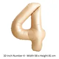 Ballon numéro 4 en aluminium crème 32 pouces pour décoration de fête d'anniversaire - 32 pouces / Chiffre 4 / 50 Pièces / Couleur caramel