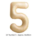 Ballon chiffre 5 en aluminium crème de 32 pouces pour décoration de fête - 32 pouces / Chiffre 5 / 50 Pièces / Couleur caramel