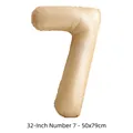 Ballon chiffre 7 en aluminium crème de 32 pouces pour anniversaire - 32 pouces / Chiffre 7 / 50 Pièces / Couleur caramel