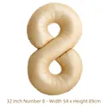 Ballon chiffre 8 en aluminium crème de 32 pouces pour anniversaire - 32 pouces / Chiffre 8 / 50 Pièces / Couleur caramel