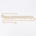 Elegant gold metal chain belt with textured circular links for women Bohemian style - Vintage Hollow Hammered Waist Chain (Gold)