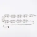 Elegant vintage silver metal waist chain belt with Bohemian textured circular links - Vintage Hammered Double Disc Waist Chain (Silver)