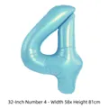 Ballon chiffre 4 en feuille d'aluminium bleu clair 32 pouces pour fête d'anniversaire - Chiffre 4 / 32 Pouces (50 Pièces/Paquet) / Bleu