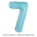 Ballon en aluminium bleu clair de 32 pouces numéro 7 pour la fête d'anniversaire - Chiffre 7 / 32 Pouces (50 Pièces/Paquet) / Bleu