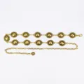 Vintage Bohemian gold metal waist chain belt with sunburst medallions for dresses. - Vintage Oval Sun Bead Waist Chain (Antique Gold)