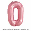 Grand ballon chiffre 0 en aluminium rose de 32 pouces pour décoration d'anniversaire - Chiffre 0 / 32 Pouces (50 Pièces/Paquet) / Rose