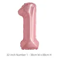 Grand ballon chiffre 1 en aluminium rose doré de 32 pouces pour décoration de fête - Chiffre 1 / 32 Pouces (50 Pièces/Paquet) / Or rose