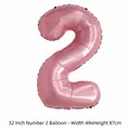 Grand ballon en aluminium rose chiffre 2 de 32 pouces pour décoration de fête d'anniversaire - Chiffre 2 / 32 Pouces (50 Pièces/Paquet) / Rose