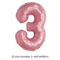 Ballon en aluminium chiffre 3 or rose de 32 pouces pour anniversaires et célébrations - Chiffre 3 / 32 Pouces (50 Pièces/Paquet) / Rose