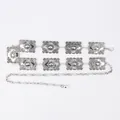 Bohemian vintage silver metal waist chain belt featuring engraved floral panels - Vintage Square Plate Engraved Waist Chain (Antique Silver)