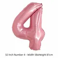 Ballon numéro 4 en feuille d'aluminium rose de 32 pouces pour fêtes d'anniversaire - Chiffre 4 / 32 Pouces (50 Pièces/Paquet) / Rose