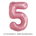 Grand ballon en aluminium or rose de 32 pouces numéro 5 pour décoration d'anniversaire - Chiffre 5 / 32 Pouces (50 Pièces/Paquet) / Rose