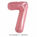 Ballon chiffre 7 rose de 32 pouces en aluminium pour décoration d'anniversaire - Chiffre 7 / 32 Pouces (50 Pièces/Paquet) / Rose