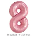 Grand ballon en aluminium rose chiffre 8 de 32 pouces pour décoration de fête - Chiffre 8 / 32 Pouces (50 Pièces/Paquet) / Rose