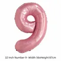Ballon chiffre 9 en aluminium rose métallisé de 32 pouces pour décoration d'anniversaire - Chiffre 9 / 32 Pouces (50 Pièces/Paquet) / Rose