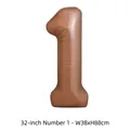 Grand ballon en aluminium moka de 32 pouces numéro 1 pour décoration de fête d'anniversaire - Chiffre 1 / 32 Pouces (50 Pièces/Paquet) / Chocolat
