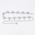 Elegant silver textured heart link waist chain belt for women's bohemian dresses - Plissé Large Heart Metal Waist Chain (Silver)