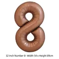 Grand ballon en aluminium numéro 8 métallique cuivré de 32 pouces pour anniversaire - Chiffre 8 / 32 Pouces (50 Pièces/Paquet) / Chocolat