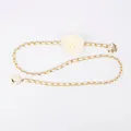 Elegant gold-tone chain belt with interwoven cream leather and decorative white roses. - Woven Rose Flower Chain Belt (White Rope)