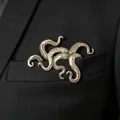 Detailed vintage silver octopus tentacle animal brooch for elegant men's suit lapel pin - Octopus Tentacle Style (1217)