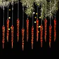 Leuchtend orangefarbene Eiszapfen-Ornamente für den Weihnachtsbaum, 11er-Set Deko. - 12 Stk./Packung / Rot