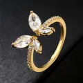 Elegant gold butterfly open ring featuring sparkling marquise cut cubic zirconia stones. - Gold Nimble Butterfly Open Ring (4358)